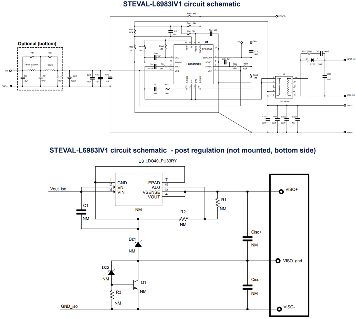 回路図 - STMicroelectronics STEVAL-L6983IV1同期Isoバック評価ボード