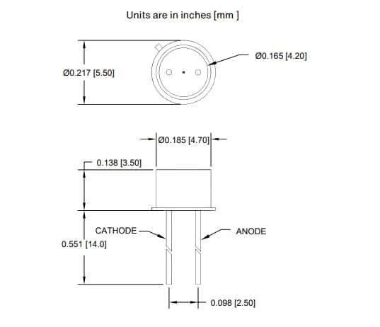 Mechanical Drawing - Advanced Photonix APX-SC00025 Silicon Carbide Photodiode