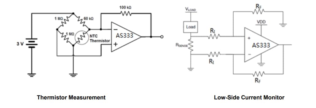 アプリケーション回路図 - Diodes Incorporated AS333xマイクロパワーCMOSオペアンプ