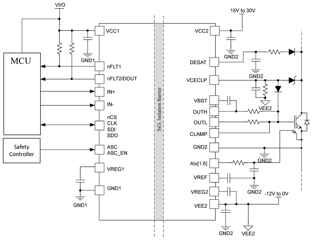 回路図 - Texas Instruments UCC5871-Q1 IGBT/SiC MOSFETゲートドライバ