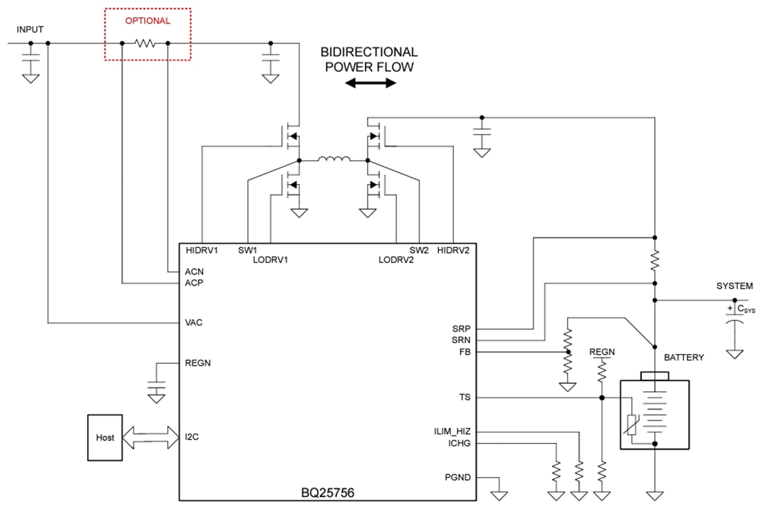 回路図 - Texas Instruments bq25756 昇降圧充電コントローラ