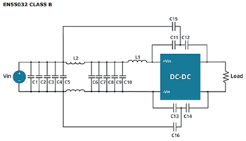 アプリケーション回路図 - CUI Inc PRC60W DC/DCコンバータ