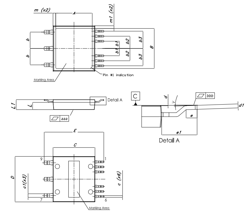 機械図面 - STMicroelectronics SH63N65DM6AGパワーMOSFET