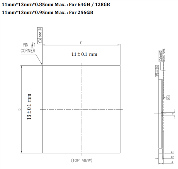 Mechanical Drawing - Kingston Universal Flash Storage (UFS) Devices