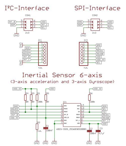 回路図 - Würth Elektronik WSEN-EVAL 6軸IMUセンサ評価ボード