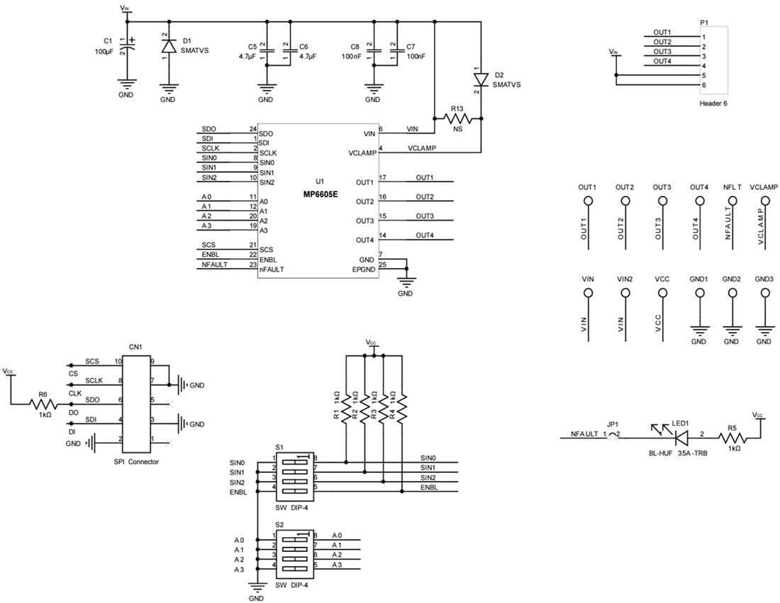 Schematic - Monolithic Power Systems (MPS) EV6605E-R-00A Evaluation Board