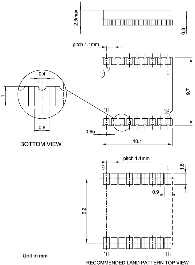 機械図面 - STMicroelectronics Teseo-LIV4F小型デュアルバンドGNSSモジュール