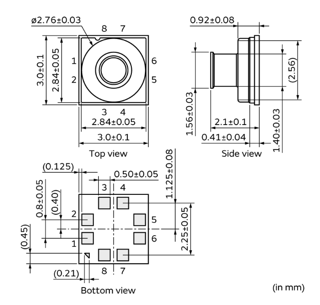 機械図面 - Murata Electronics ZPA気圧センサ