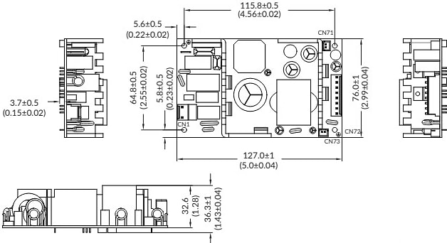 XP Power VFB150オープンフレーム150W AC-DC電源