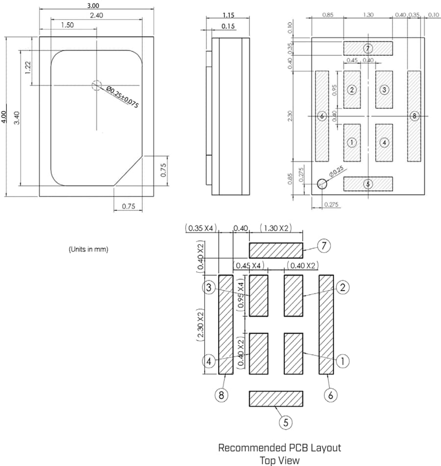 機械図面 - Same Sky CMM-3424DT-26165-TR MEMSマイク