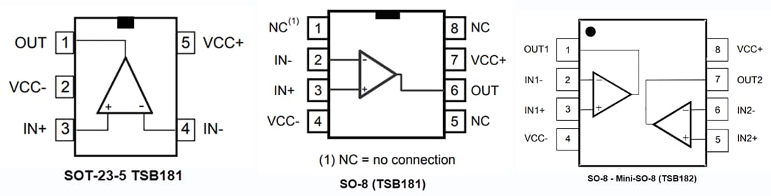回路図 - STMicroelectronics TSB181/TSB182 超高精度オペアンプ