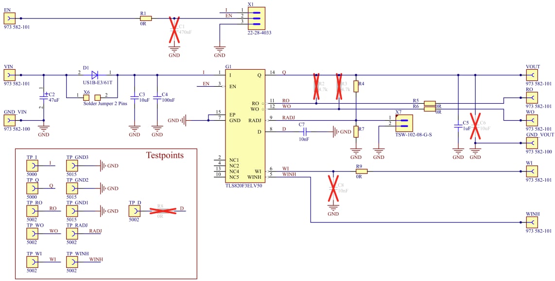 回路図 - Infineon Technologies TLS820F3EL V50デモボード