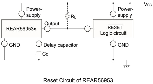 アプリケーション回路図 - Renesas Electronics REAR5695x 監視回路IC