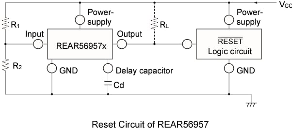 アプリケーション回路図 - Renesas Electronics REAR5695x 監視回路IC