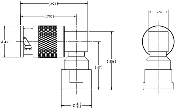 SRI Connector Gage ZMA Right-Angle RF Adapter