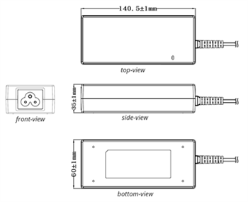 機械図面 - CUI Inc SDI120Bデスクトップアダプタ