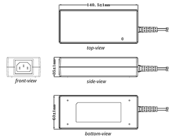 機械図面 - CUI Inc SDI120Bデスクトップアダプタ