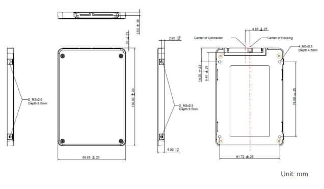 Mechanical Drawing - Apacer Technology Inc. SV25P-25 Solid State Disk (SSD) Drives