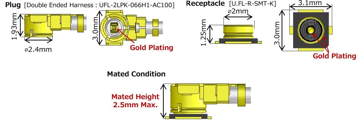 機械図面 - Hirose Electric U.FL-Kシリーズマイクロ同軸コネクタ
