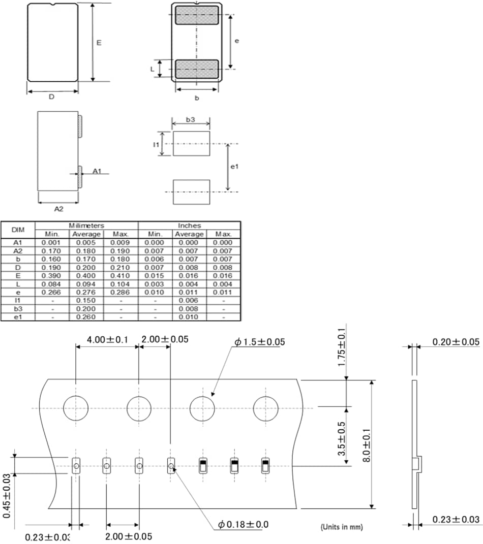 機械図面 - ROHM Semiconductor RASMIDシリコンRFコンデンサ