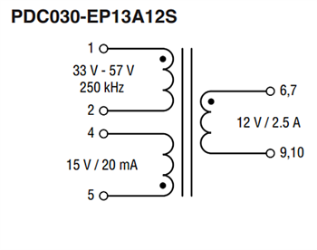 回路図 - Bourns PDC DC/DCパルストランス