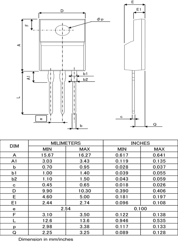 機械図面 - ROHM Semiconductor R8019KNXC7G N-Ch 800V 19AパワーMOSFET
