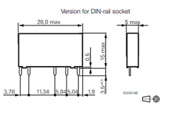 機械図面 - TE Connectivity / Schrack Slimline SNRシリーズPCBリレー