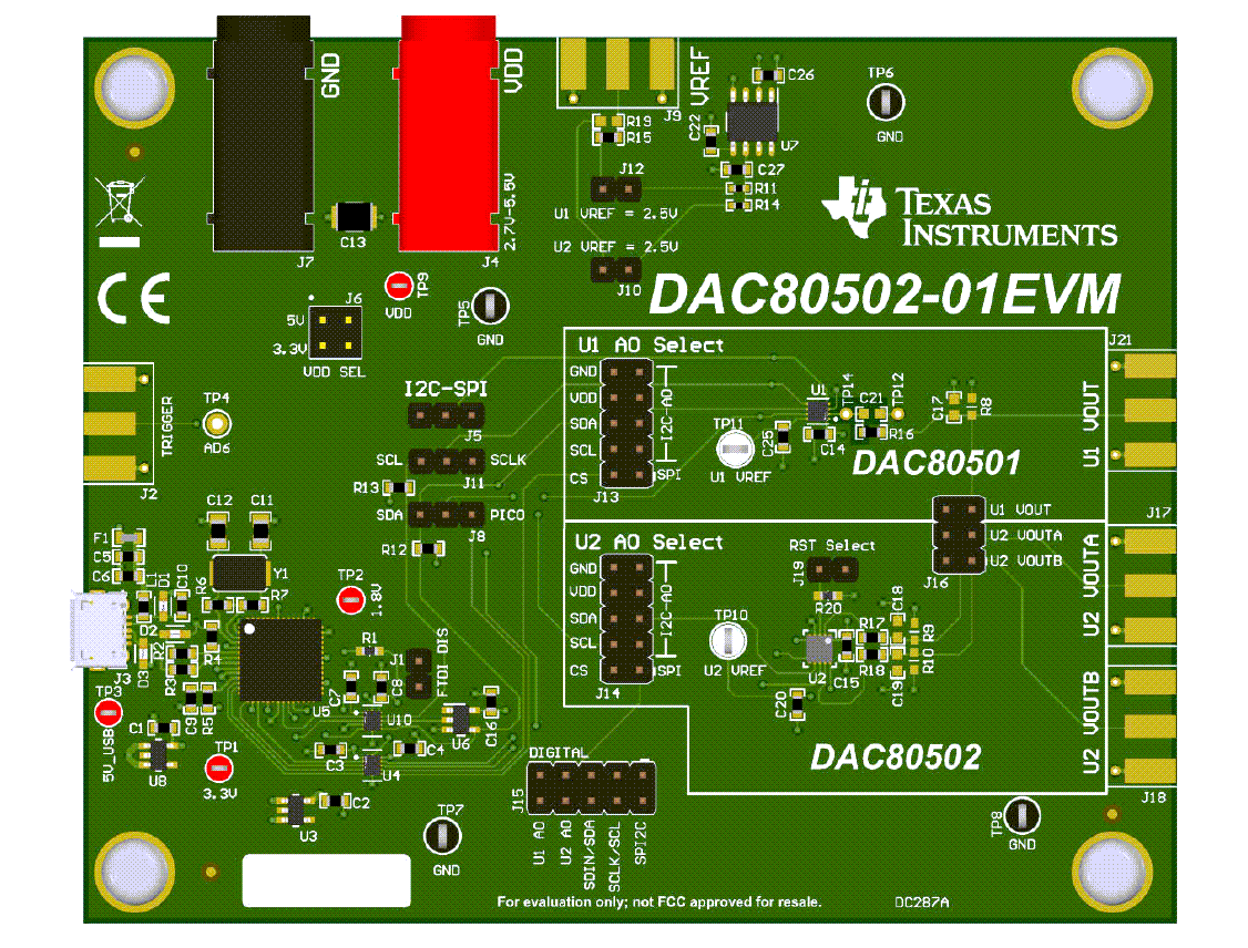 ロケーション回路 - Texas Instruments DAC80502-01EVM 評価モジュール