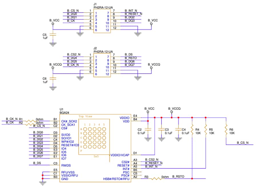 回路図 - Infineon Technologies EVAL-S26HL512T SEMPER™ HYPERBUS™メモリモジュール