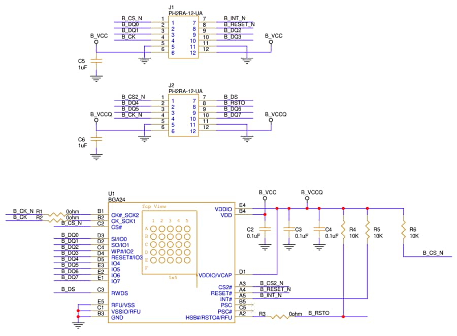 回路図 - Infineon Technologies EVAL-S28HL512T SEMPER™ オクタルSPIメモリモジュール