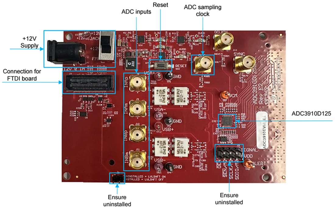 機械図面 - Texas Instruments ADC3910D125EVM ADC評価モジュール（EVM）