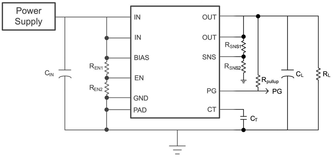 回路図 - Texas Instruments TPS2295x-Q1シングル チャネル ロード スイッチ