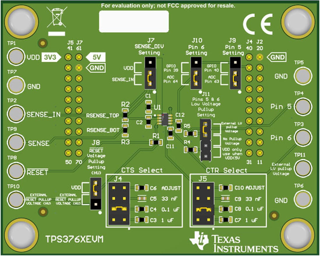 機械図面 - Texas Instruments TPS376XEVMウィンドウ・スーパーバイザ評価モジュール