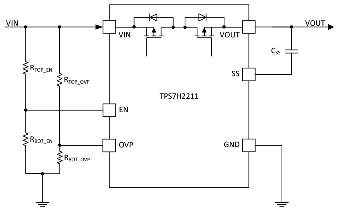 回路図 - Texas Instruments TPS7H2211シングルチャンネルeFuse