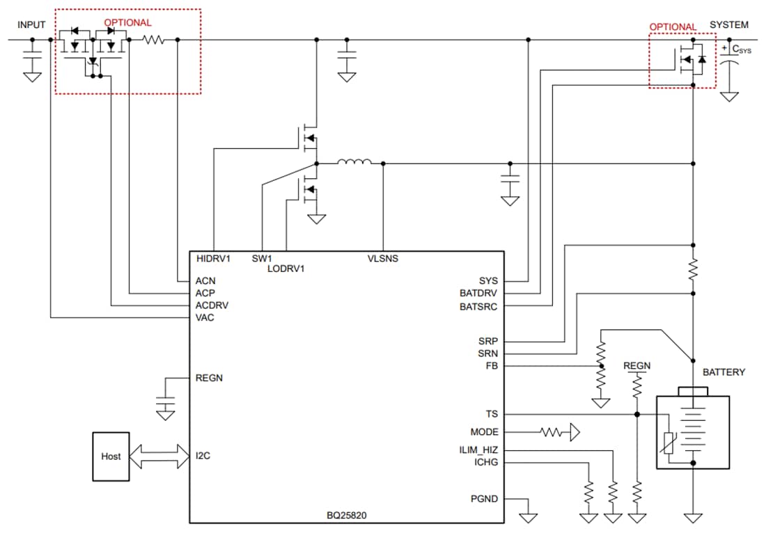 回路図 - Texas Instruments bq25758A双方向バックブーストコントローラ