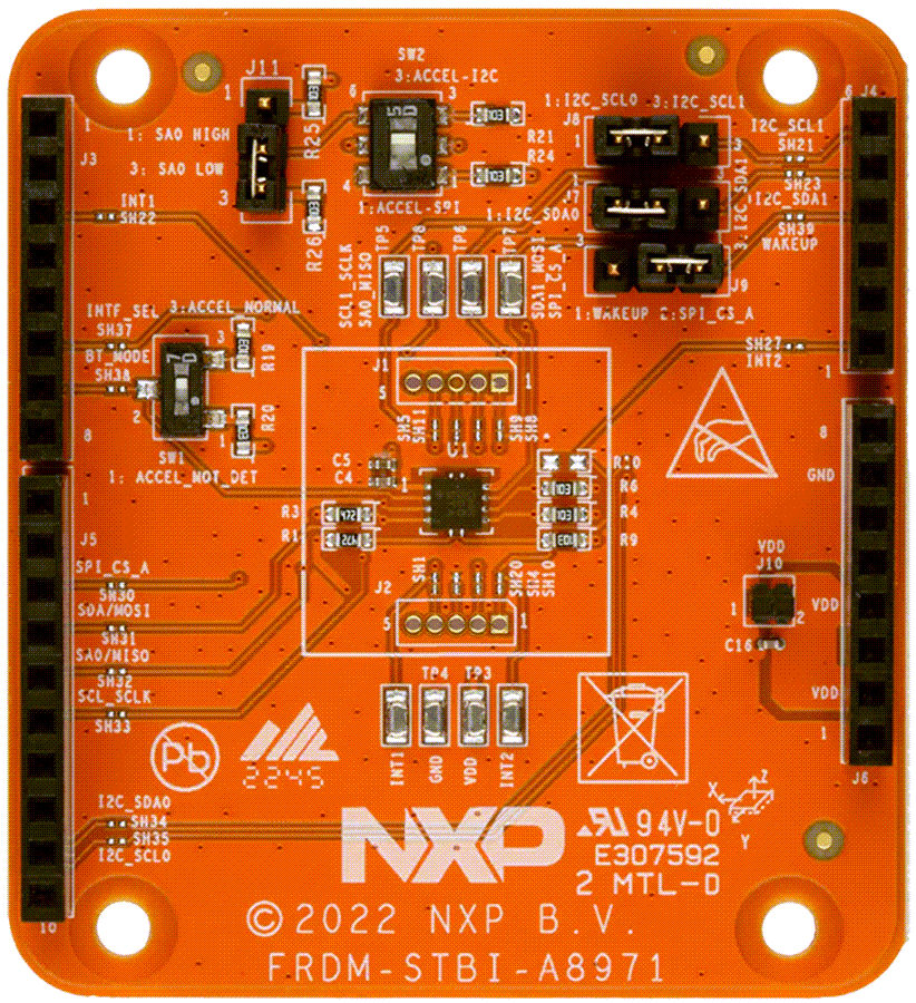 機械図面 - NXP Semiconductors FXLS8971センサツールボックス開発ボード