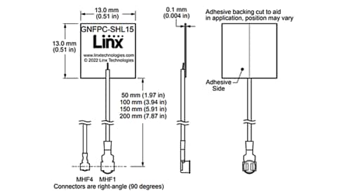 チャート - TE Connectivity / Linx Technologies ANT-GNFPC-SAHL1フレキシブル組み込みL1 GNSSアンテナ