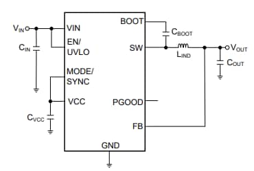 回路図 - Texas Instruments LMR36503E-Q1ステップダウンDC-DCコンバーター