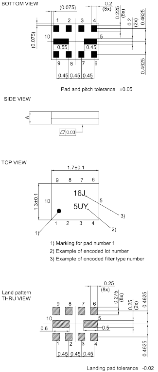 Mechanical Drawing - Qualcomm RF360 B8666 Micro-Acoustic Extractor