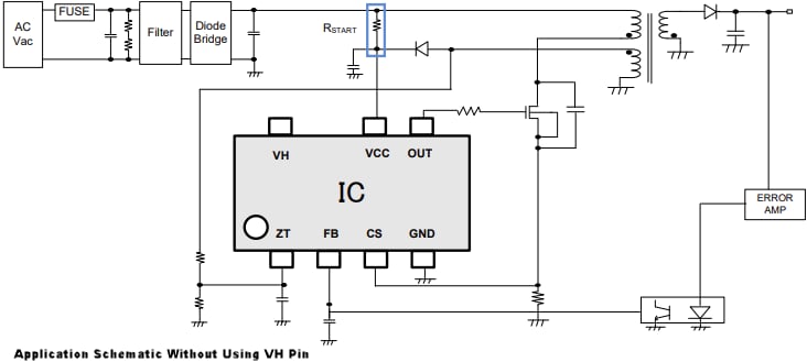回路図 - ROHM Semiconductor BM1Q0xAFJ-LBE2擬似共振DC/DCコンバータIC