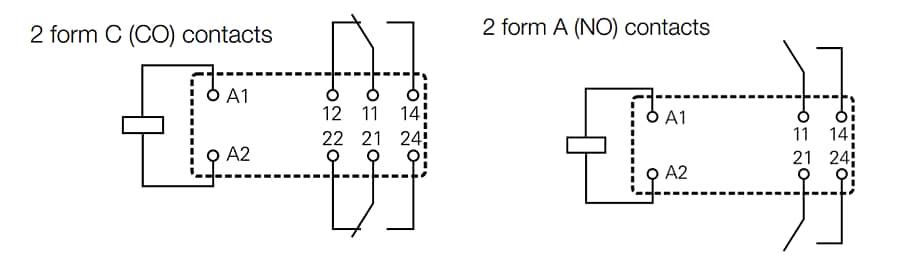 機械図面 - TE Connectivity / Schrack RT2汎用パワーPCBリレー