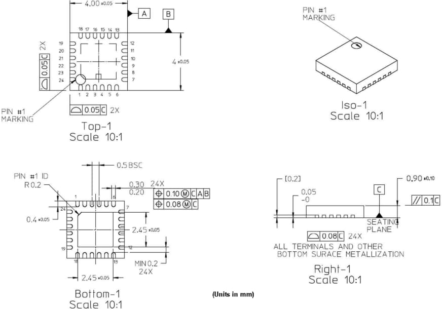 機械図面 - Broadcom AEAT-9933プログラマブル角度磁気エンコーダ