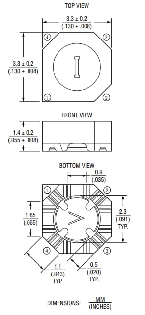 機械図面 - Bourns SRF3015 二相巻線シールドパワーインダクタ