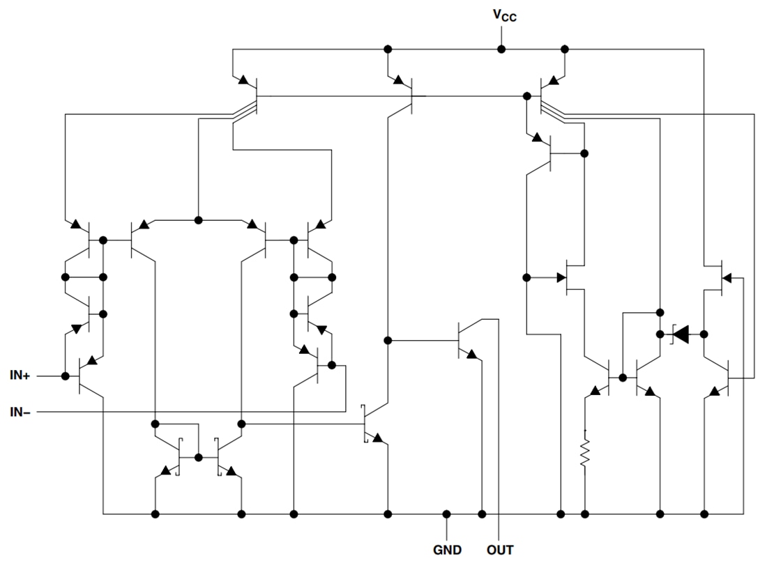 回路図 - Texas Instruments TLV1391シングル差動コンパレータ