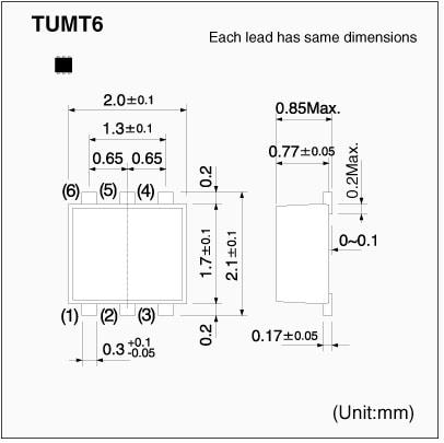 機械図面 - ROHM Semiconductor RF6G035BGパワーMOSFET