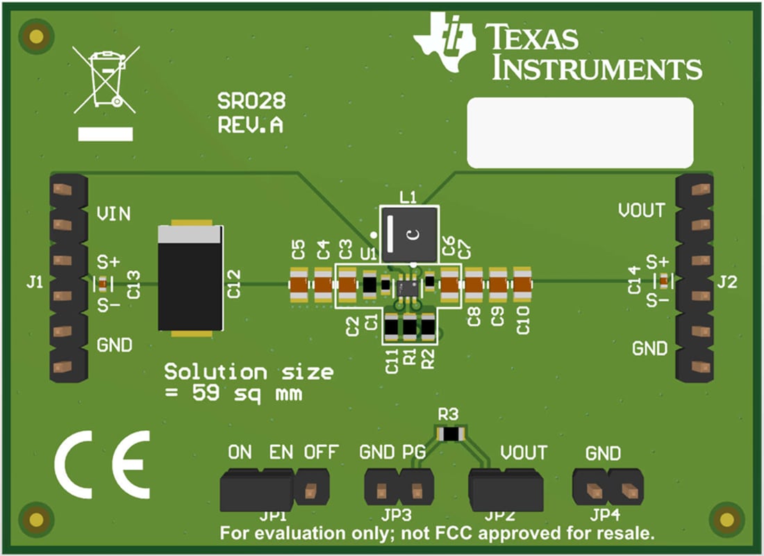 機械図面 - Texas Instruments TPS62A03EVM-028/TPS62A03AEVM-028評価モジュール