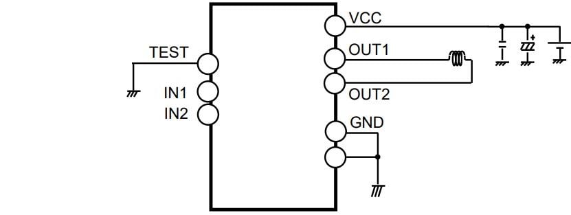 アプリケーション回路図 - ROHM Semiconductor BD62120JEFJ 36V DCブラシ付きモータードライバ