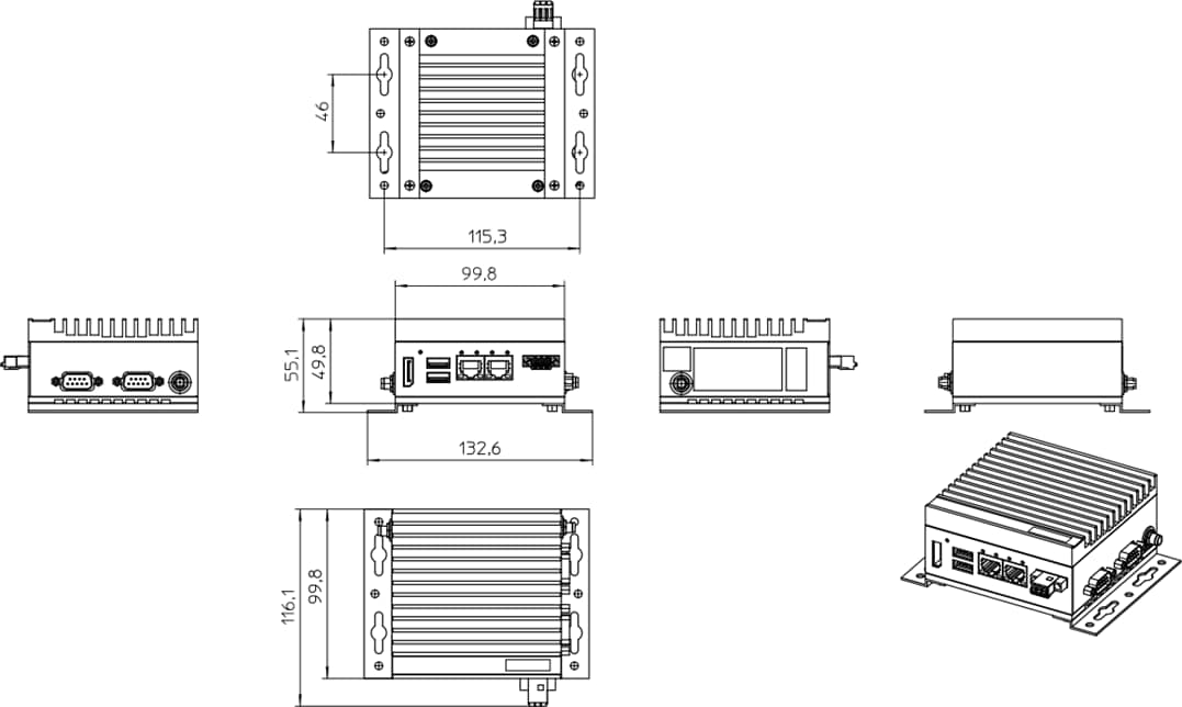 機械図面 - Phoenix Contact VL3 UPC 産業用ボックス型PC