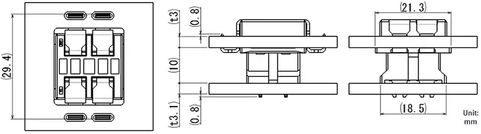 Mechanical Drawing - JAE Electronics DW11 Floating Board-to-Board Power Connectors