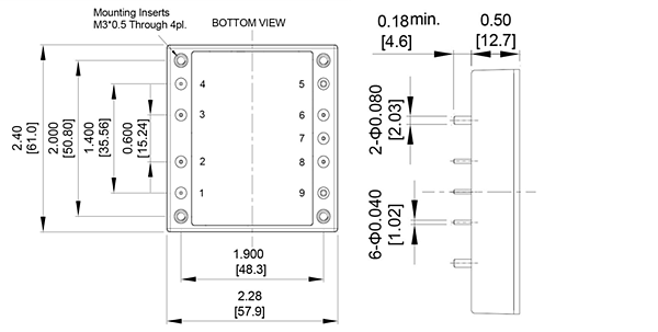 機械図面 - CUI Inc PRC300 DC/DCコンバータ